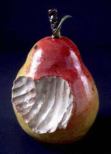 Bites pear sculpture