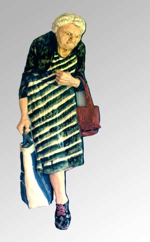 Older woman with purse, shopping bag