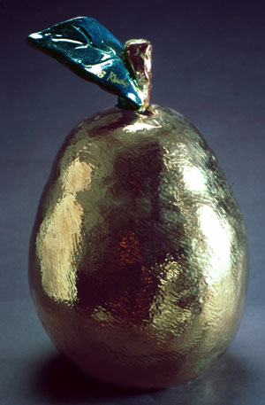 Golden Pear sculpture